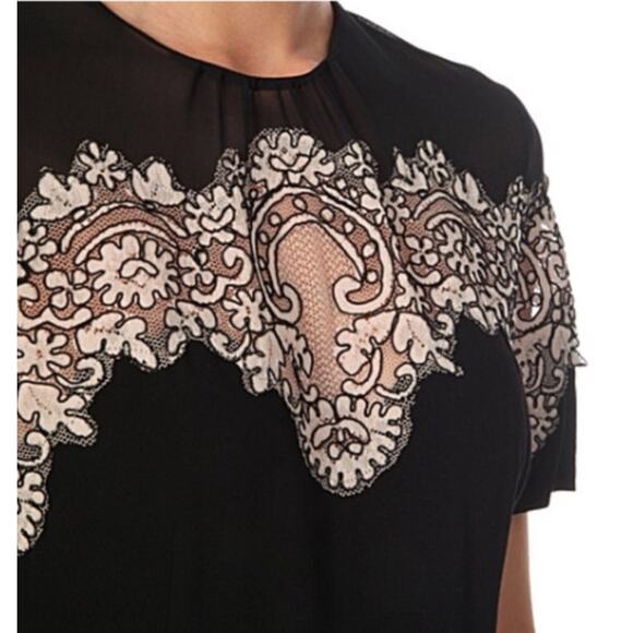 Sandro Kyra Crepe Dress in Black Size 1 US Small Lace Career Chic - Picture 2 of 13